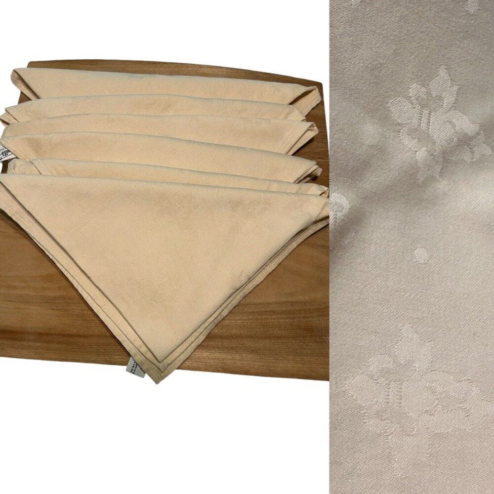6 Vintage Dinner Cloth Cotton Napkins Damask 20” Square Verilin Belgium